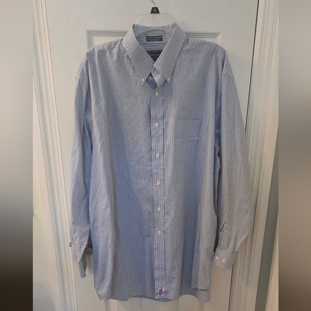 Meeting Street Men's Blue Striped Shirt, Size 18, 35/36 TALL (1205)